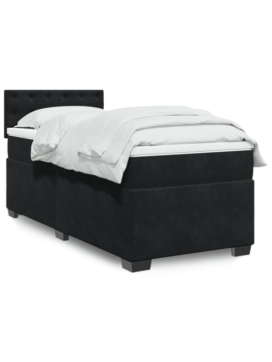 Box spring postel s matrací černá 80 x 200 cm samet
