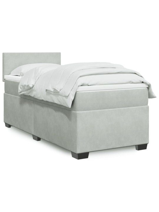 Box spring postel s matrací světle šedá 90x190 cm samet