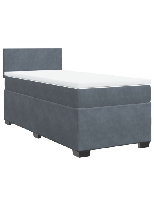 Box spring postel s matrací tmavě šedá 90x190 cm samet