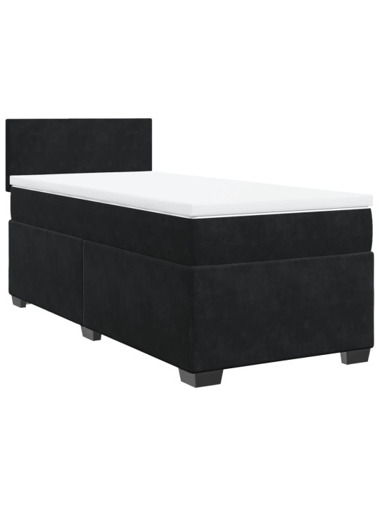 Box spring postel s matrací černá 90x190 cm samet