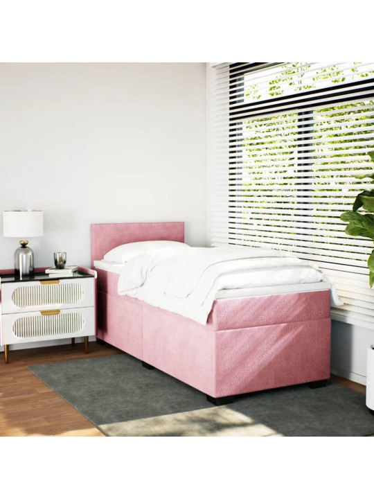 Box spring postel s matrací růžová 90x190 cm samet