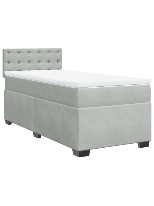 Box spring postel s matrací světle šedá 90x190 cm samet