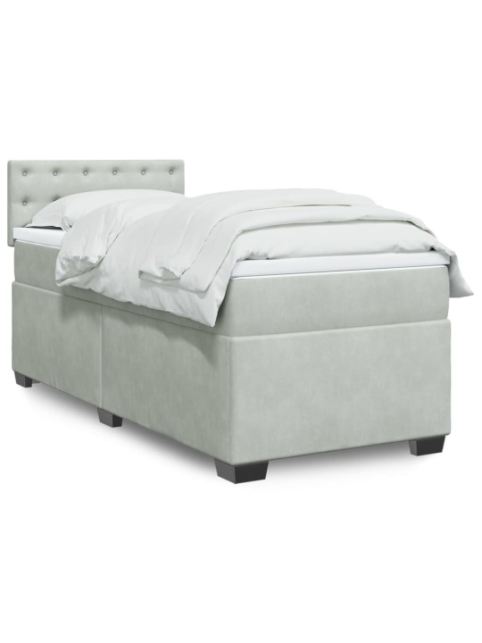 Box spring postel s matrací světle šedá 90x190 cm samet