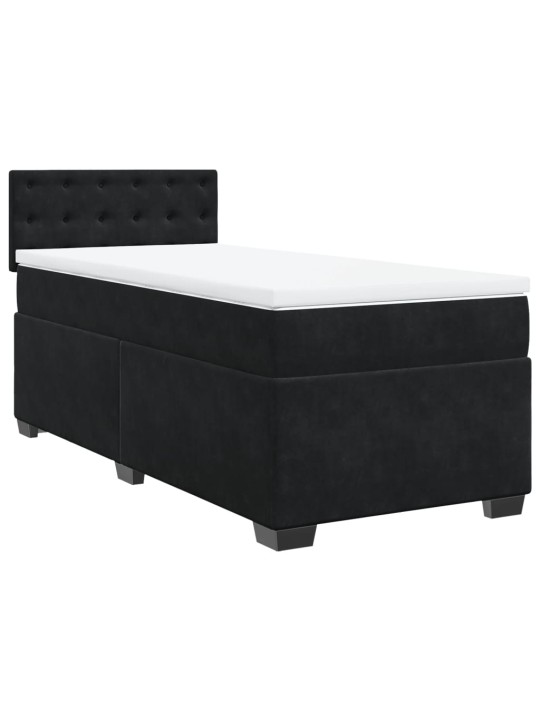 Box spring postel s matrací černá 90x190 cm samet