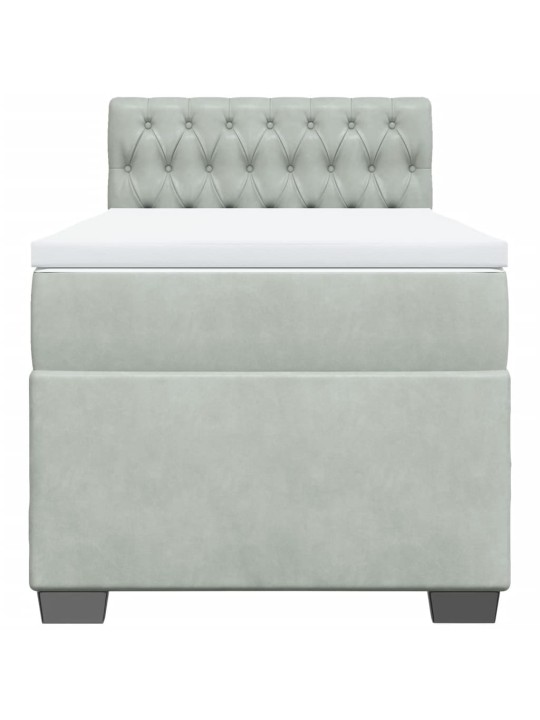 Box spring postel s matrací světle šedá 90x190 cm samet