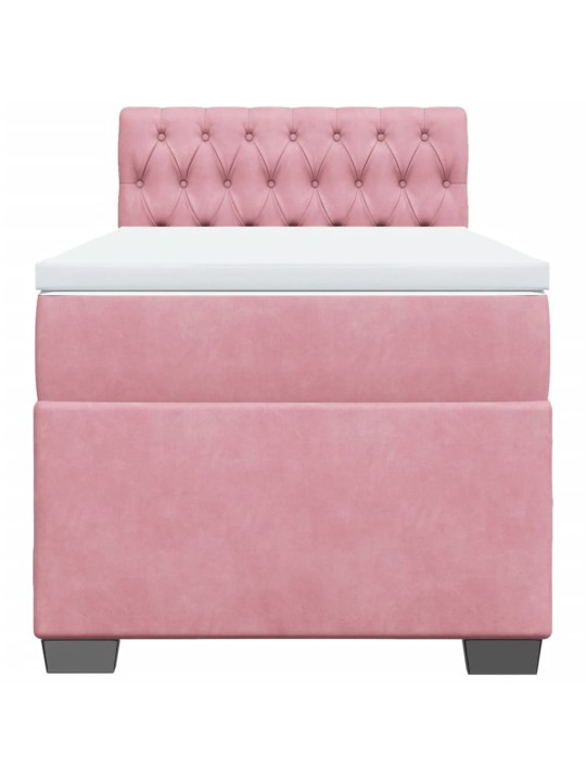 Box spring postel s matrací růžová 90x190 cm samet