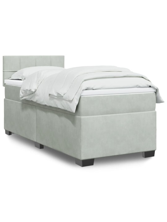 Box spring postel s matrací světle šedá 90x190 cm samet