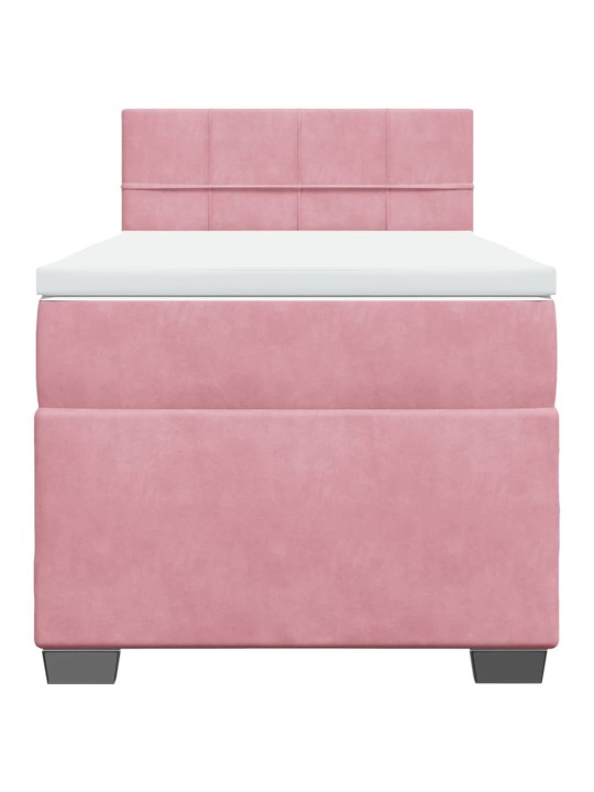 Box spring postel s matrací růžová 90x190 cm samet