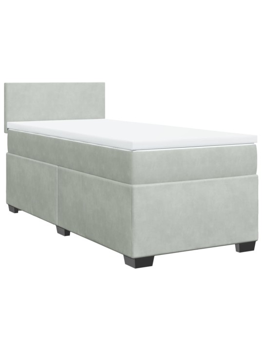 Box spring postel s matrací světle šedá 90x200 cm samet