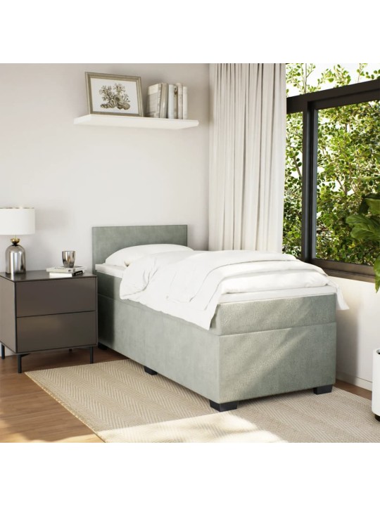 Box spring postel s matrací světle šedá 90x200 cm samet