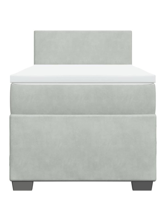 Box spring postel s matrací světle šedá 90x200 cm samet