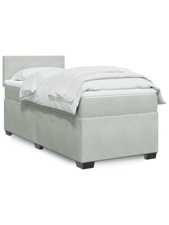 Box spring postel s matrací světle šedá 90x200 cm samet