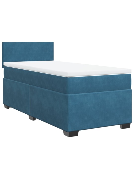 Box spring postel s matrací tmavě modrá 90x200 cm samet