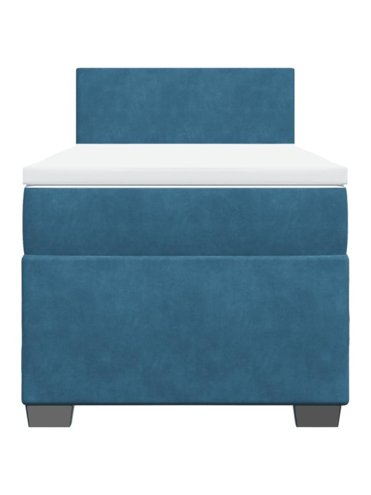 Box spring postel s matrací tmavě modrá 90x200 cm samet