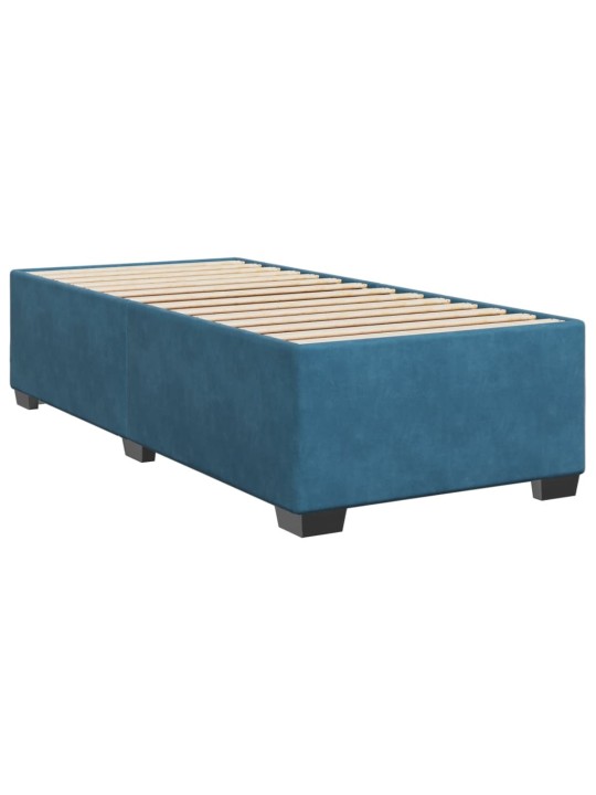 Box spring postel s matrací tmavě modrá 90x200 cm samet