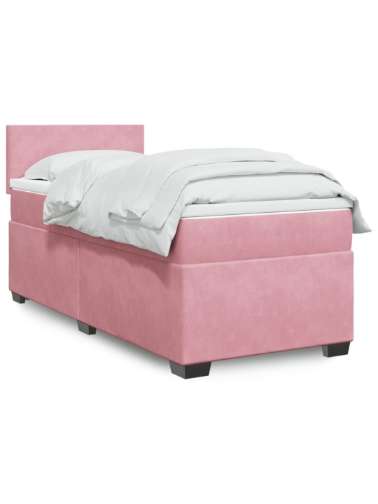 Box spring postel s matrací růžová 90x200 cm samet