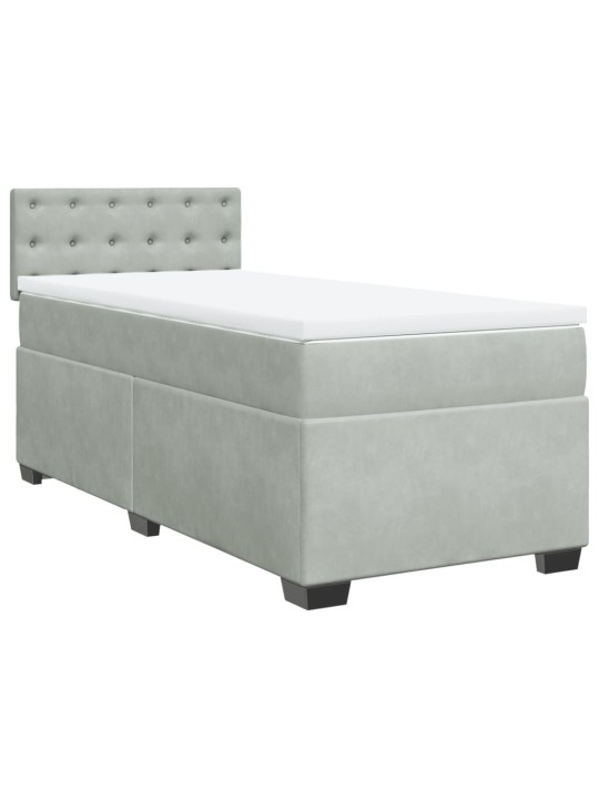 Box spring postel s matrací světle šedá 90x200 cm samet