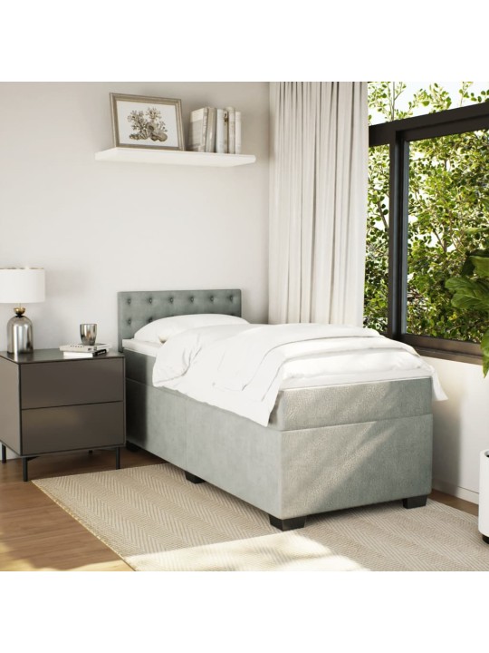 Box spring postel s matrací světle šedá 90x200 cm samet