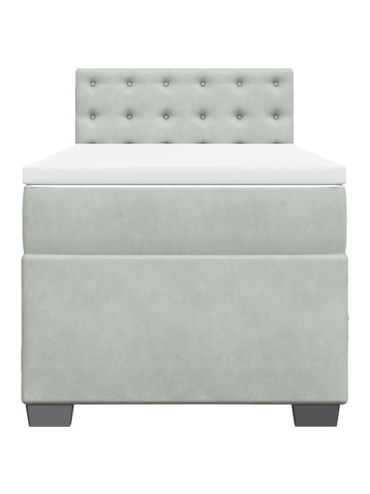 Box spring postel s matrací světle šedá 90x200 cm samet