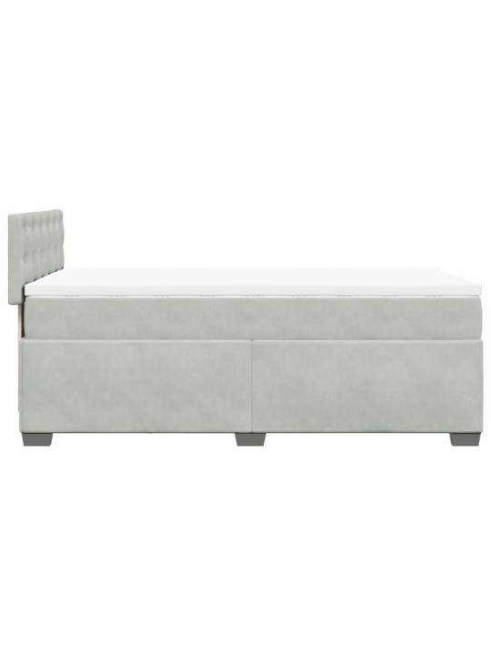 Box spring postel s matrací světle šedá 90x200 cm samet