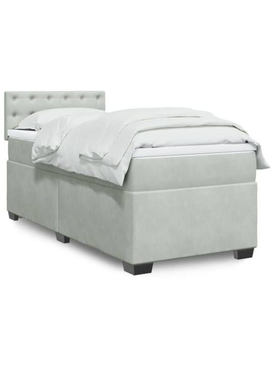 Box spring postel s matrací světle šedá 90x200 cm samet