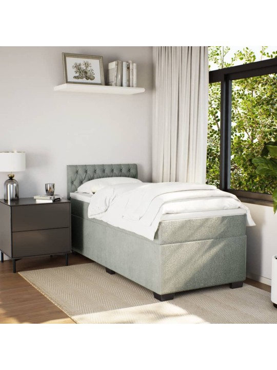 Box spring postel s matrací světle šedá 90x200 cm samet