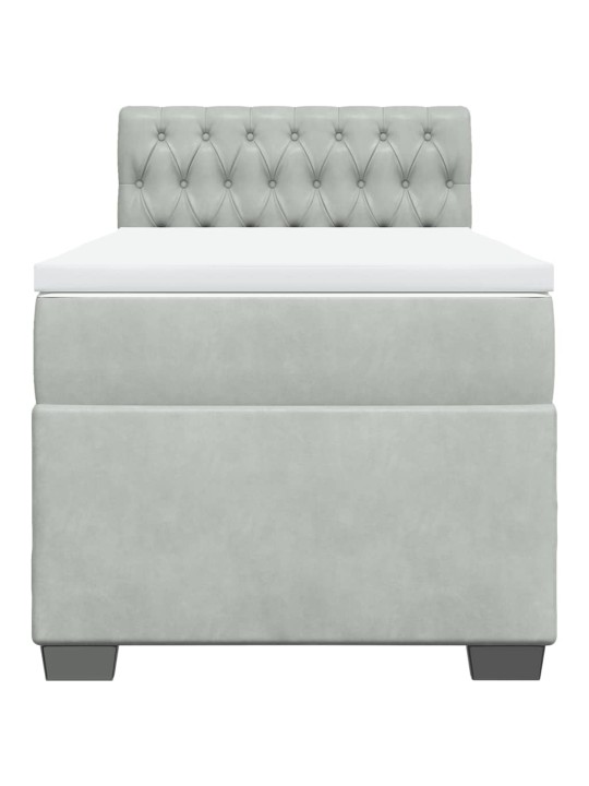 Box spring postel s matrací světle šedá 90x200 cm samet
