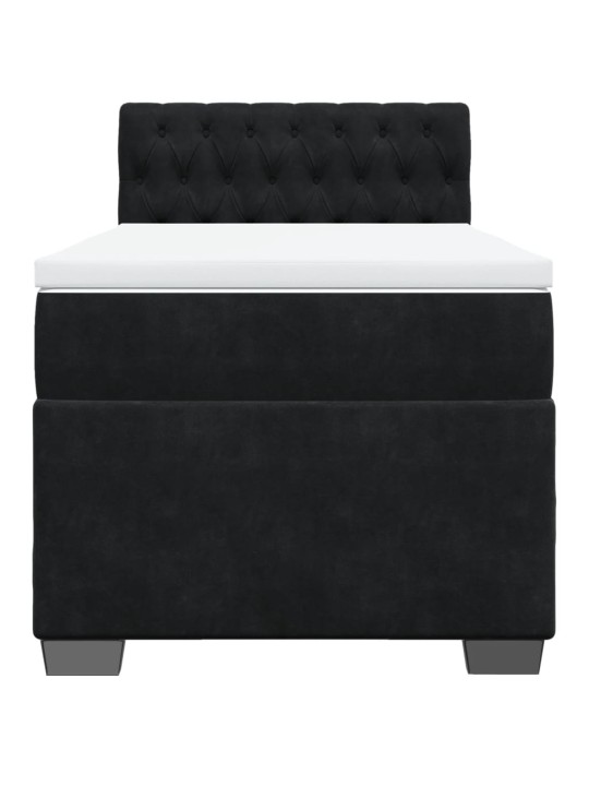 Box spring postel s matrací černá 90x200 cm samet