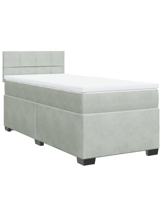 Box spring postel s matrací světle šedá 90x200 cm samet