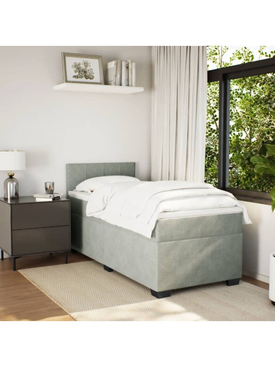 Box spring postel s matrací světle šedá 90x200 cm samet
