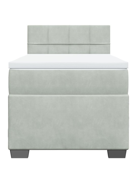 Box spring postel s matrací světle šedá 90x200 cm samet