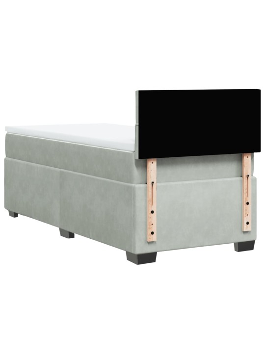 Box spring postel s matrací světle šedá 90x200 cm samet
