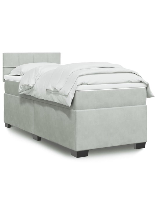 Box spring postel s matrací světle šedá 90x200 cm samet