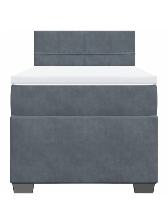 Box spring postel s matrací tmavě šedá 90x200 cm samet