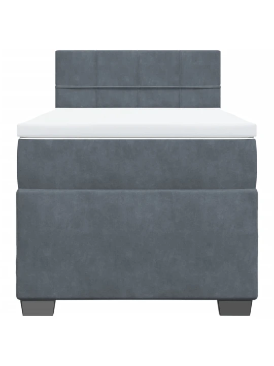 Box spring postel s matrací tmavě šedá 90x200 cm samet