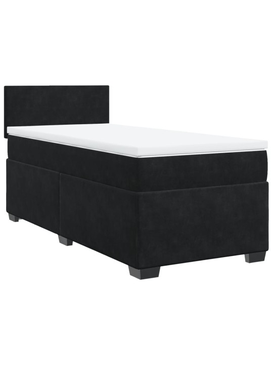 Box spring postel s matrací černá 100x200 cm samet
