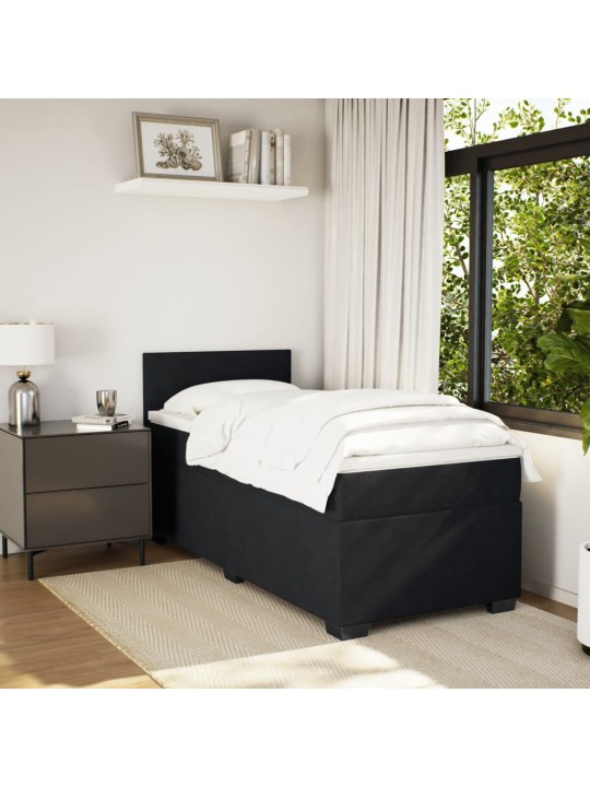 Box spring postel s matrací černá 100x200 cm samet