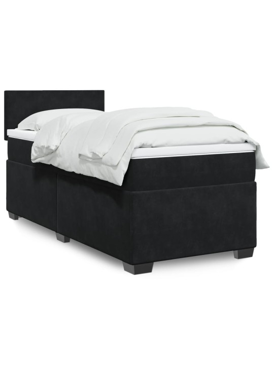 Box spring postel s matrací černá 100x200 cm samet
