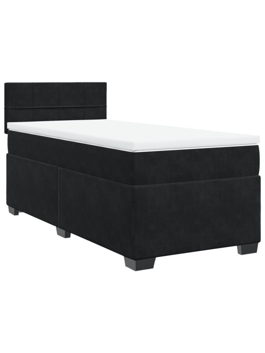 Box spring postel s matrací černá 100x200 cm samet