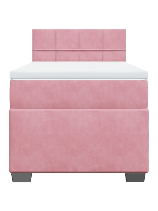 Box spring postel s matrací růžová 100x200 cm samet