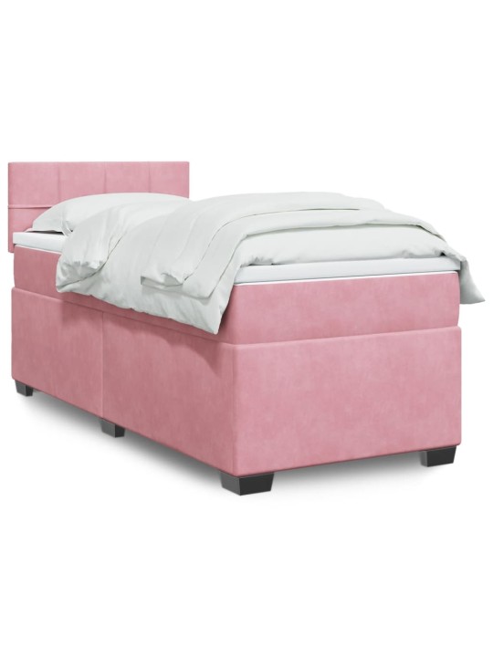 Box spring postel s matrací růžová 100x200 cm samet