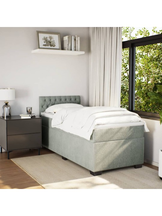 Box spring postel s matrací světle šedá 100x200 cm samet