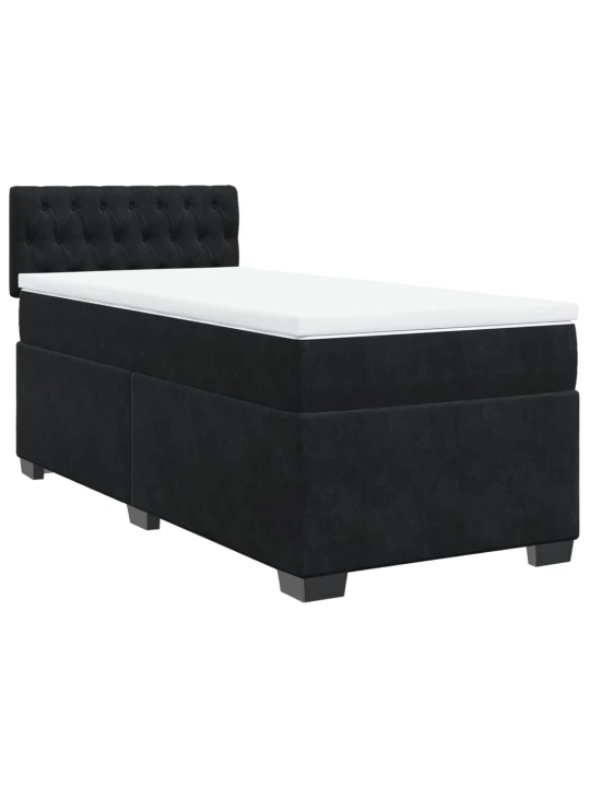 Box spring postel s matrací černá 100x200 cm samet