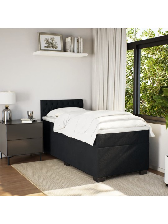 Box spring postel s matrací černá 100x200 cm samet