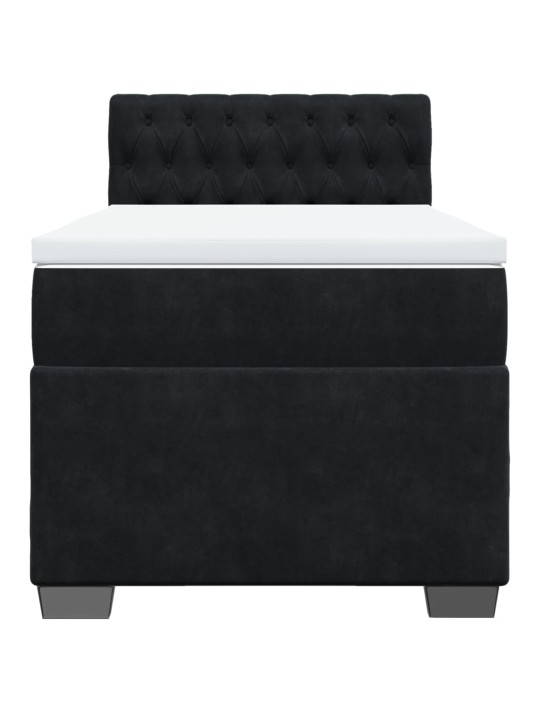 Box spring postel s matrací černá 100x200 cm samet
