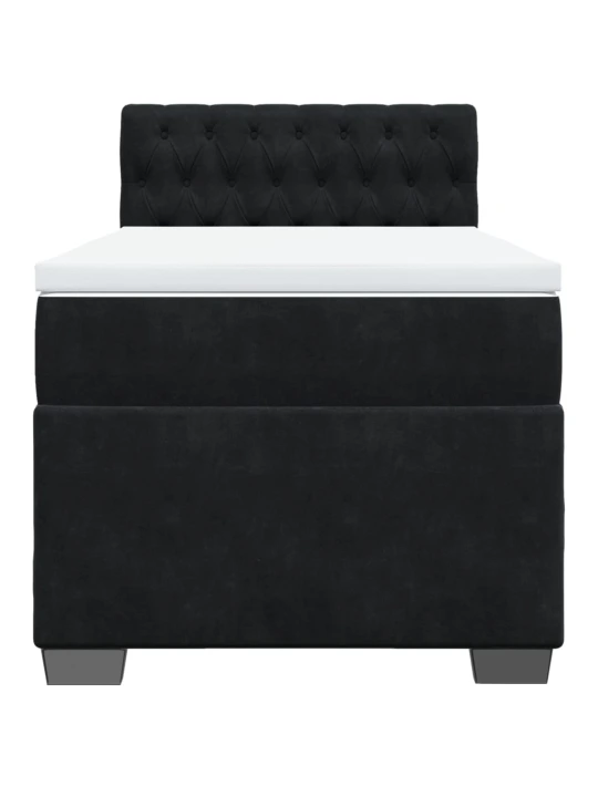Box spring postel s matrací černá 100x200 cm samet