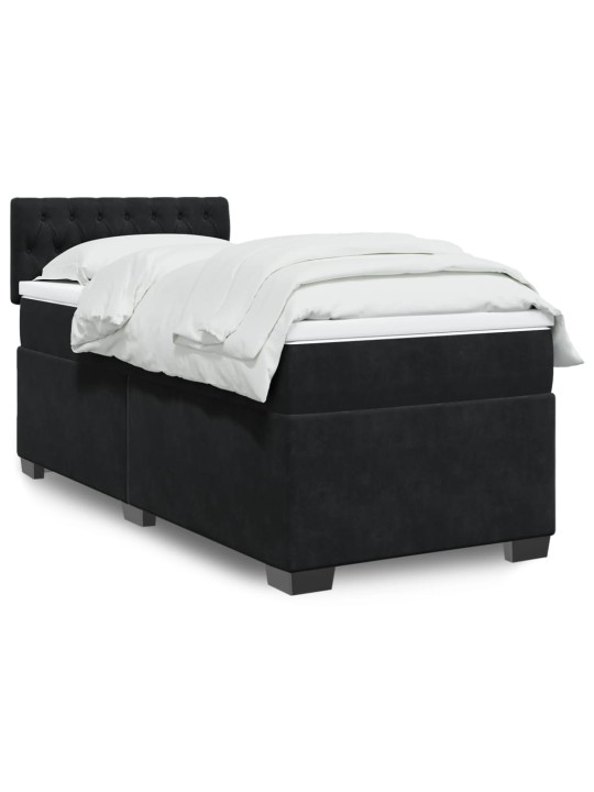 Box spring postel s matrací černá 100x200 cm samet