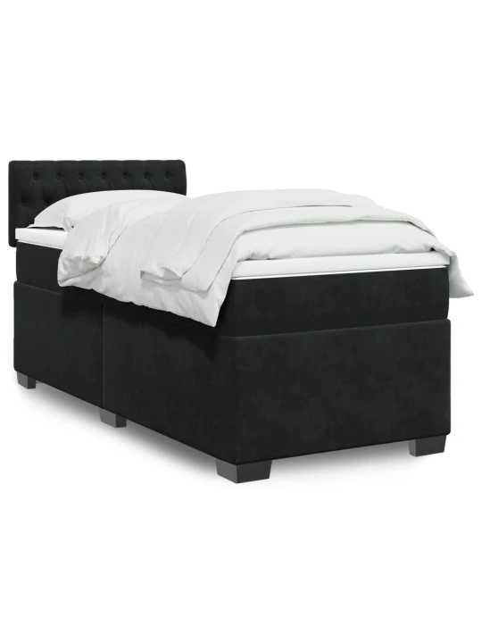 Box spring postel s matrací černá 100x200 cm samet