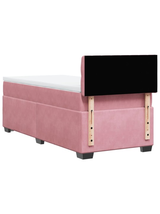 Box spring postel s matrací růžová 100x200 cm samet