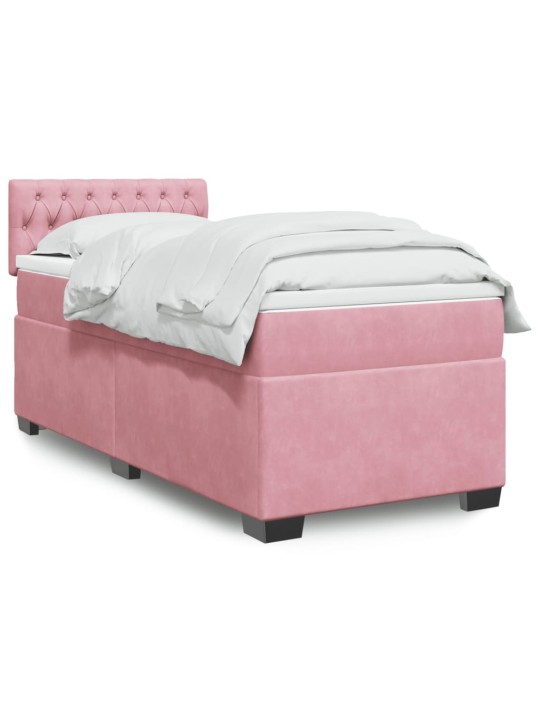 Box spring postel s matrací růžová 100x200 cm samet